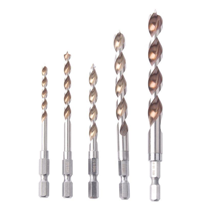 Hex Shank Brad Point Drill Bits for Wood Working.
